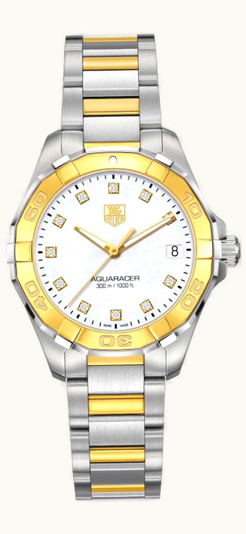 TAG Heuer Aquaracer 300M Quartz 32 Stainless Steel / Yellow Gold / MOP - Diamond / Bracelet