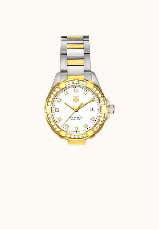 TAG Heuer Aquaracer 300M Quartz 27 Stainless Steel / Yellow Gold / Diamond / MOP - Diamond / Bracelet
