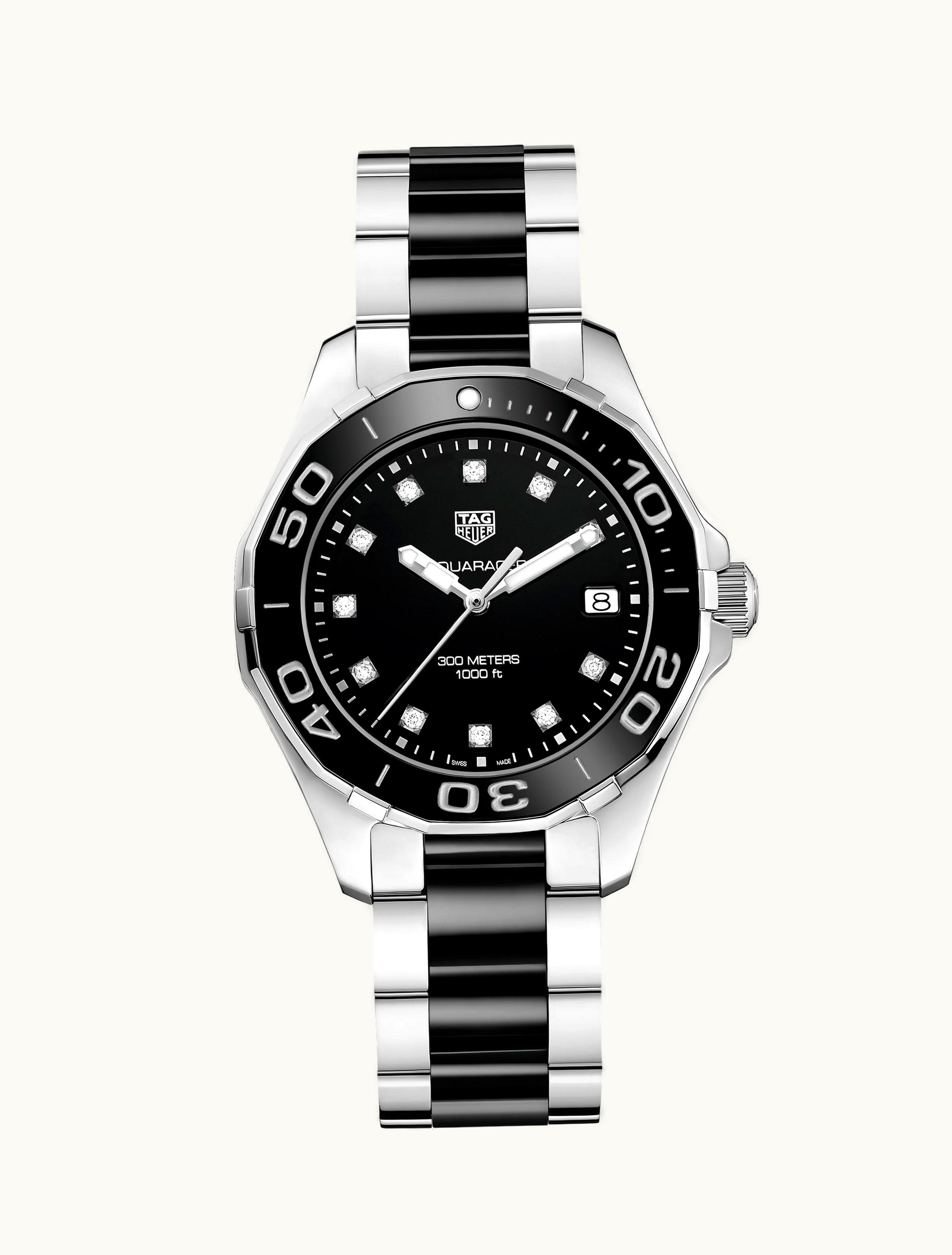 TAG Heuer Aquaracer 300M Quartz 35 Stainless Steel / Black - Diamond / Bracelet