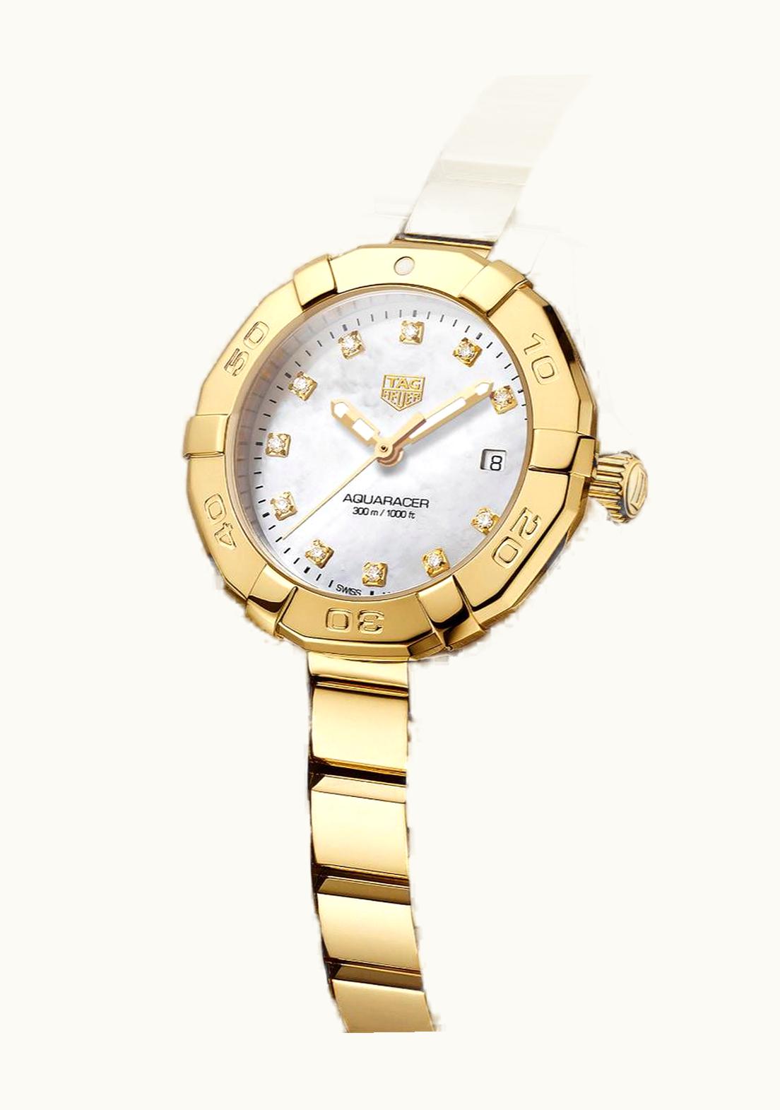 TAG Heuer Aquaracer 300M Quartz 27 Stainless Steel / Yellow Gold / MOP - Diamond / Bracelet