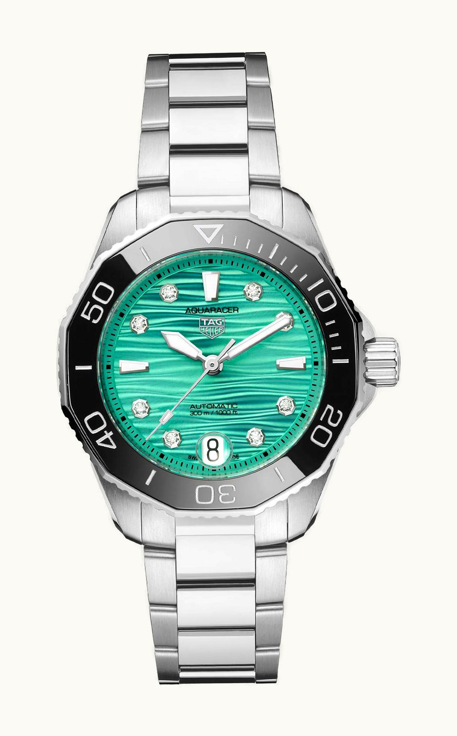 TAG Heuer Aquaracer Professional 300 36 Stainless Steel / Turquoise - Diamond / Bracelet