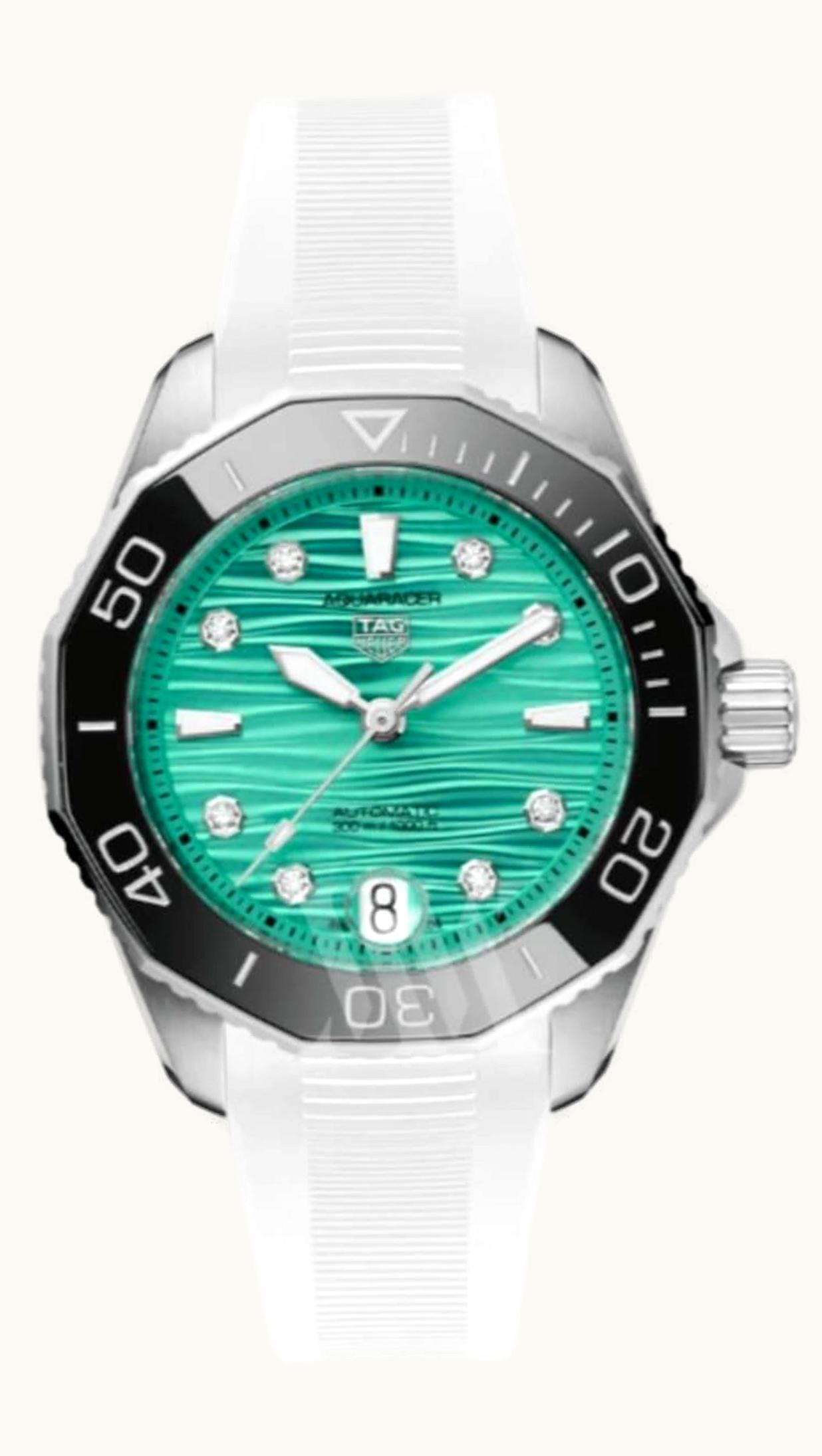 TAG Heuer Aquaracer Professional 300 36 Stainless Steel / Turquoise - Diamond / Rubber