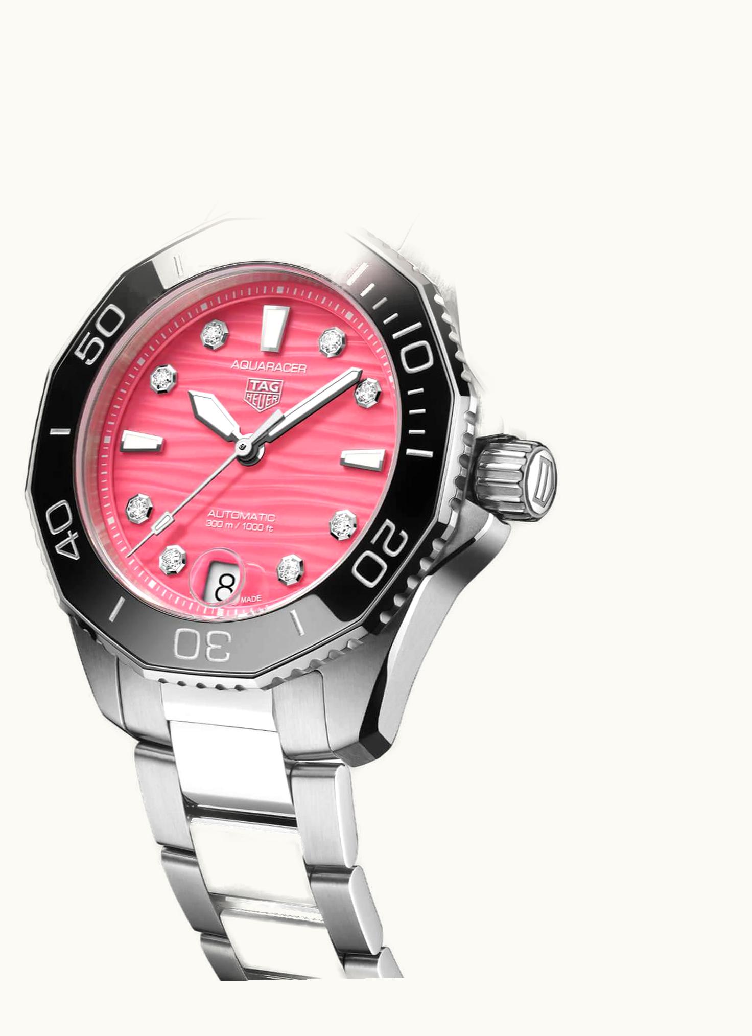 TAG Heuer Aquaracer Professional 300 36 Stainless Steel / Pink - Diamond / Rubber