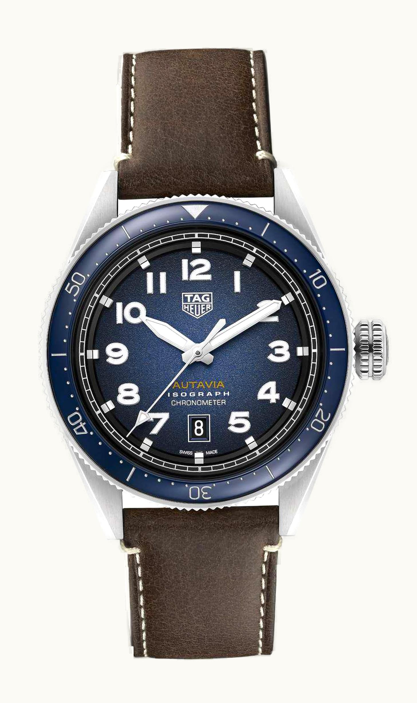TAG Heuer Autavia Isograph Calibre 5 Stainless Steel / Blue / Leather