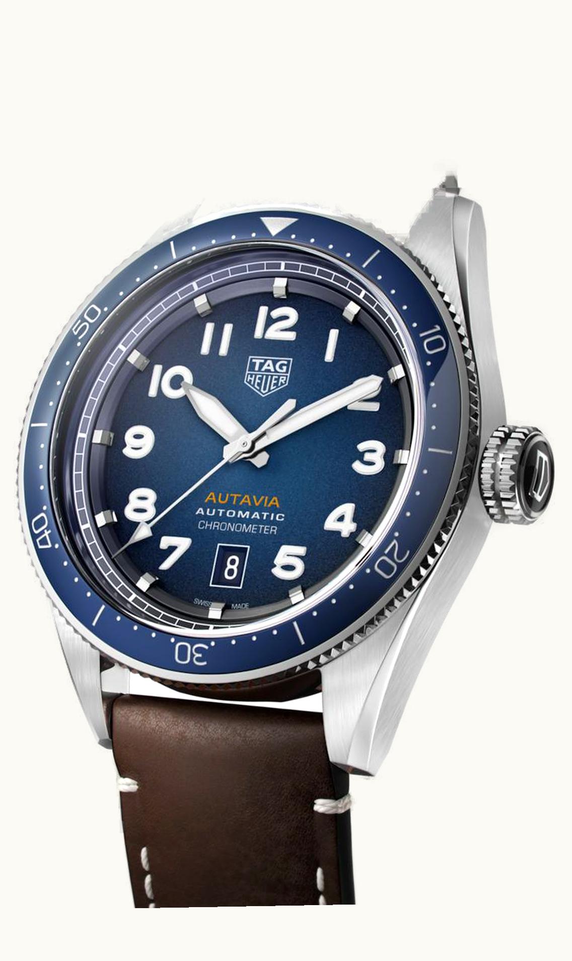 TAG Heuer Autavia Calibre 5 Stainless Steel / Blue / Leather