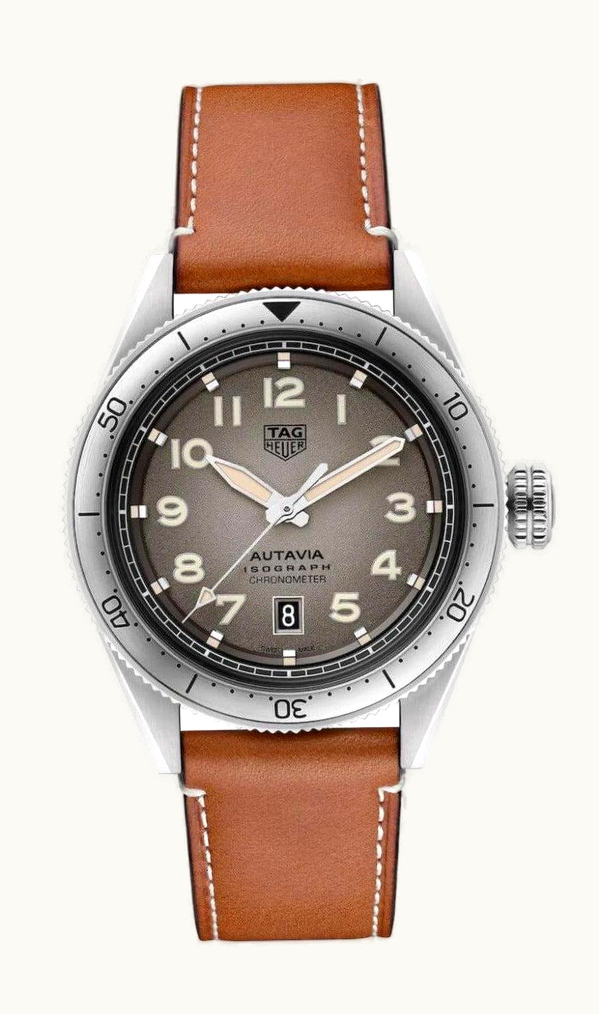 TAG Heuer Autavia Isograph Calibre 5 Stainless Steel / Grey / Leather