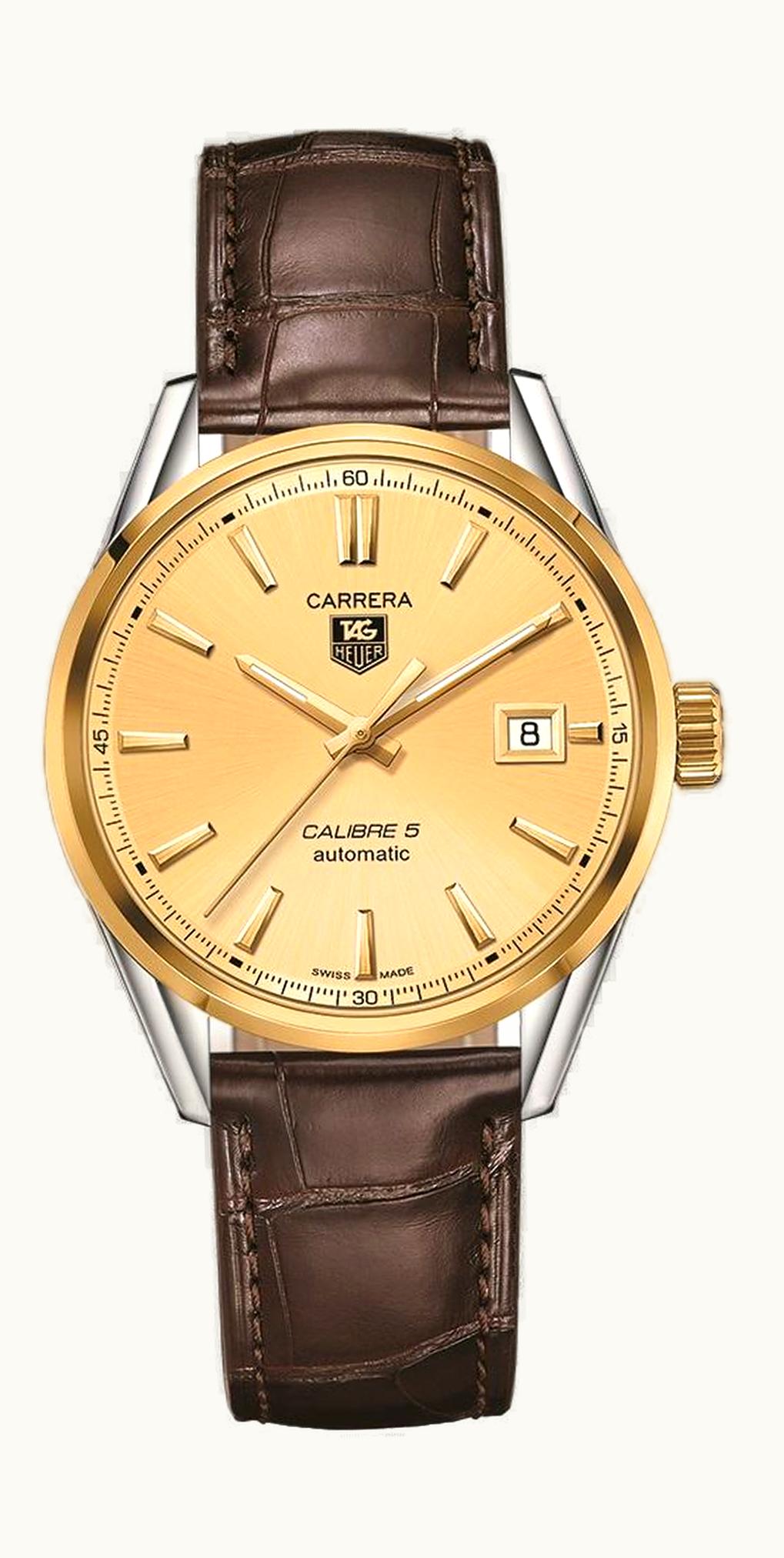 TAG Heuer Carrera Calibre 5 39 Stainless Steel / Yellow Gold / Champagne / Alligator