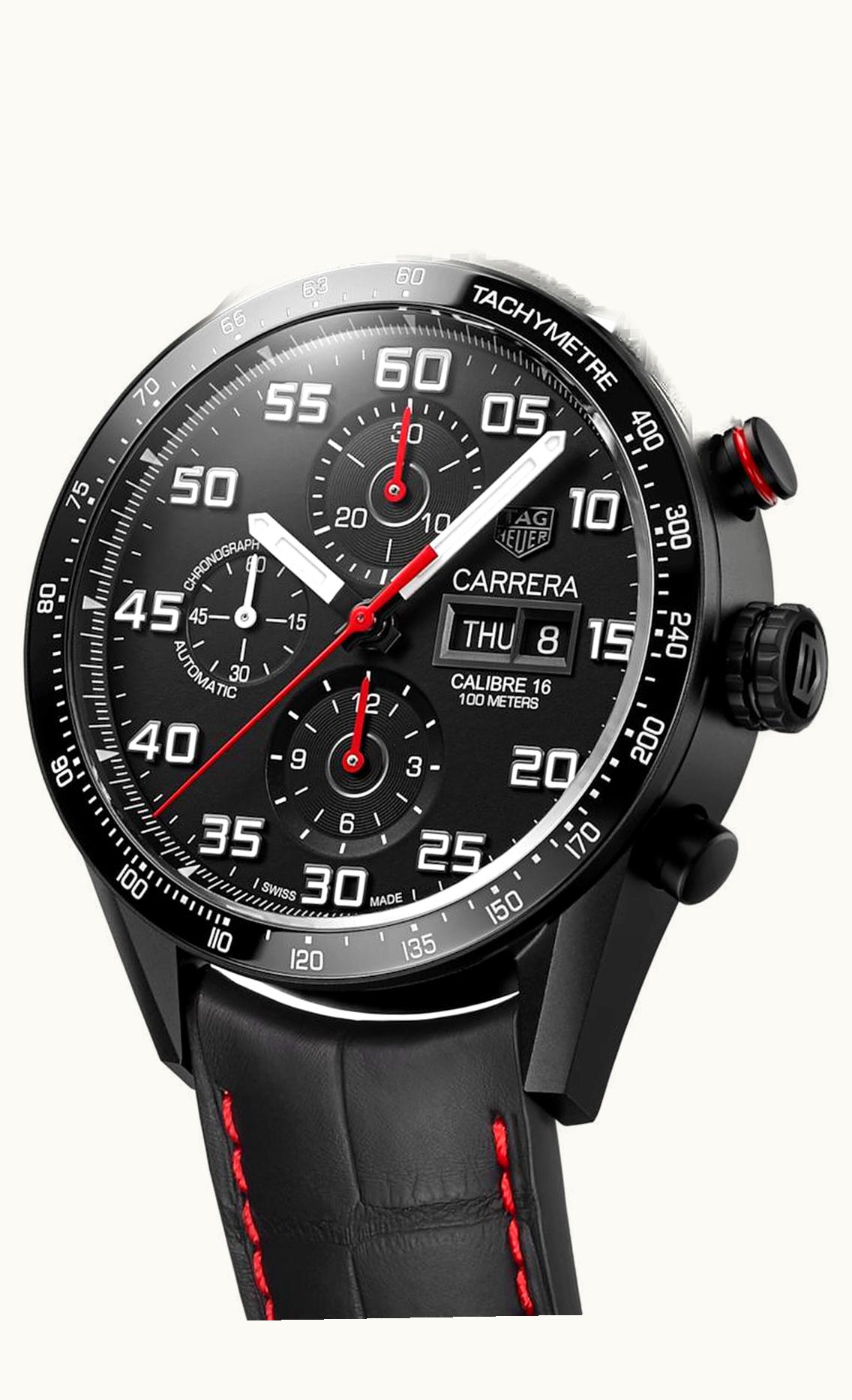 TAG Heuer Carrera Calibre 16 Day-Date 43 Titanium PVD / Black / Alligator