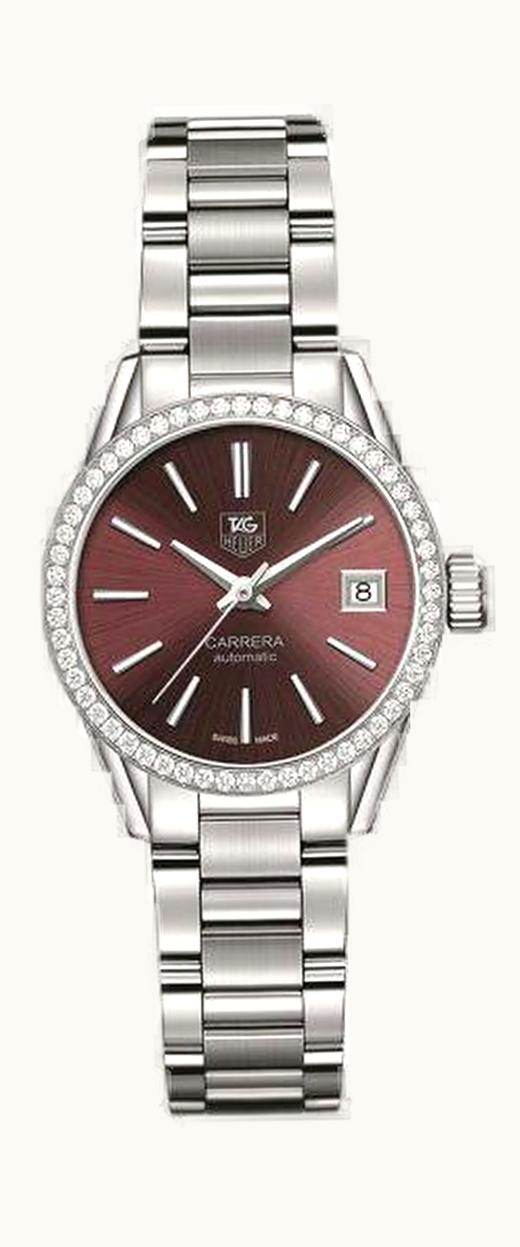 TAG Heuer Carrera Calibre 9 28 Stainless Steel / Diamond / Red / Bracelet