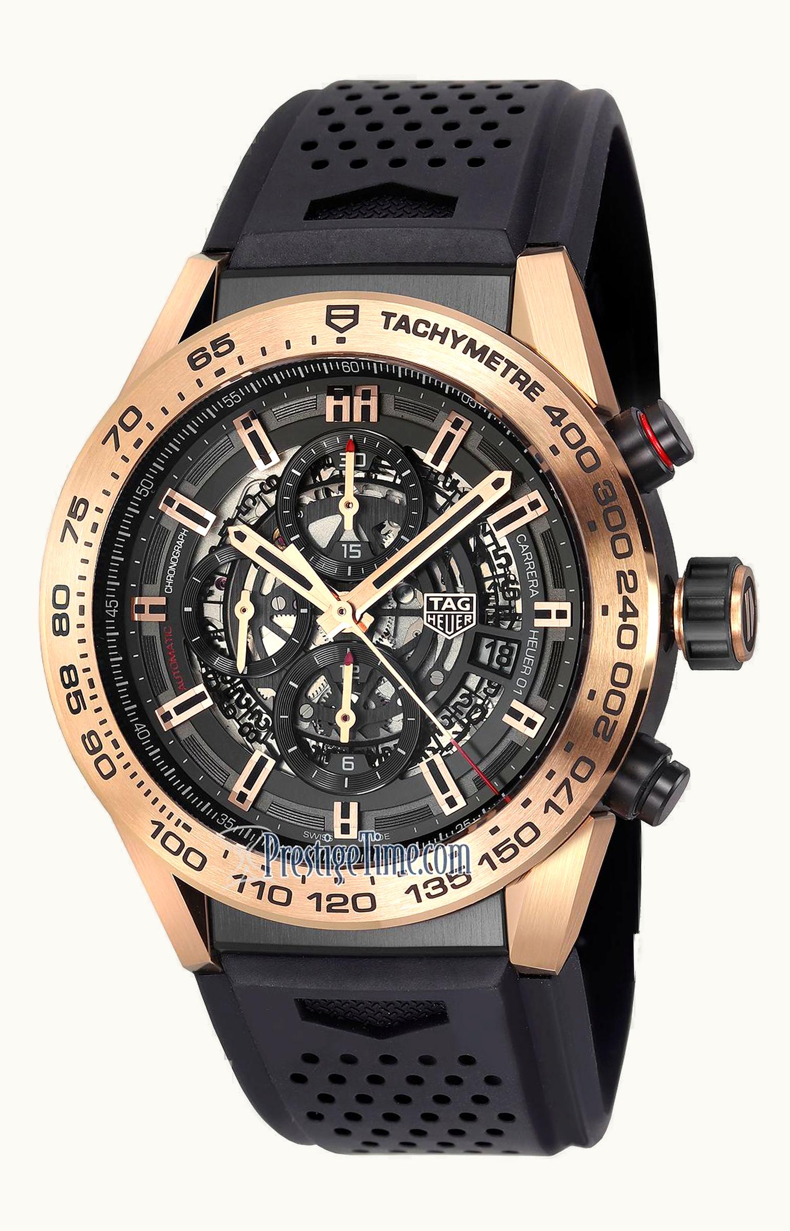 TAG Heuer Carrera Calibre Heuer 01 45 Rose Gold / Skeleton / Rubber