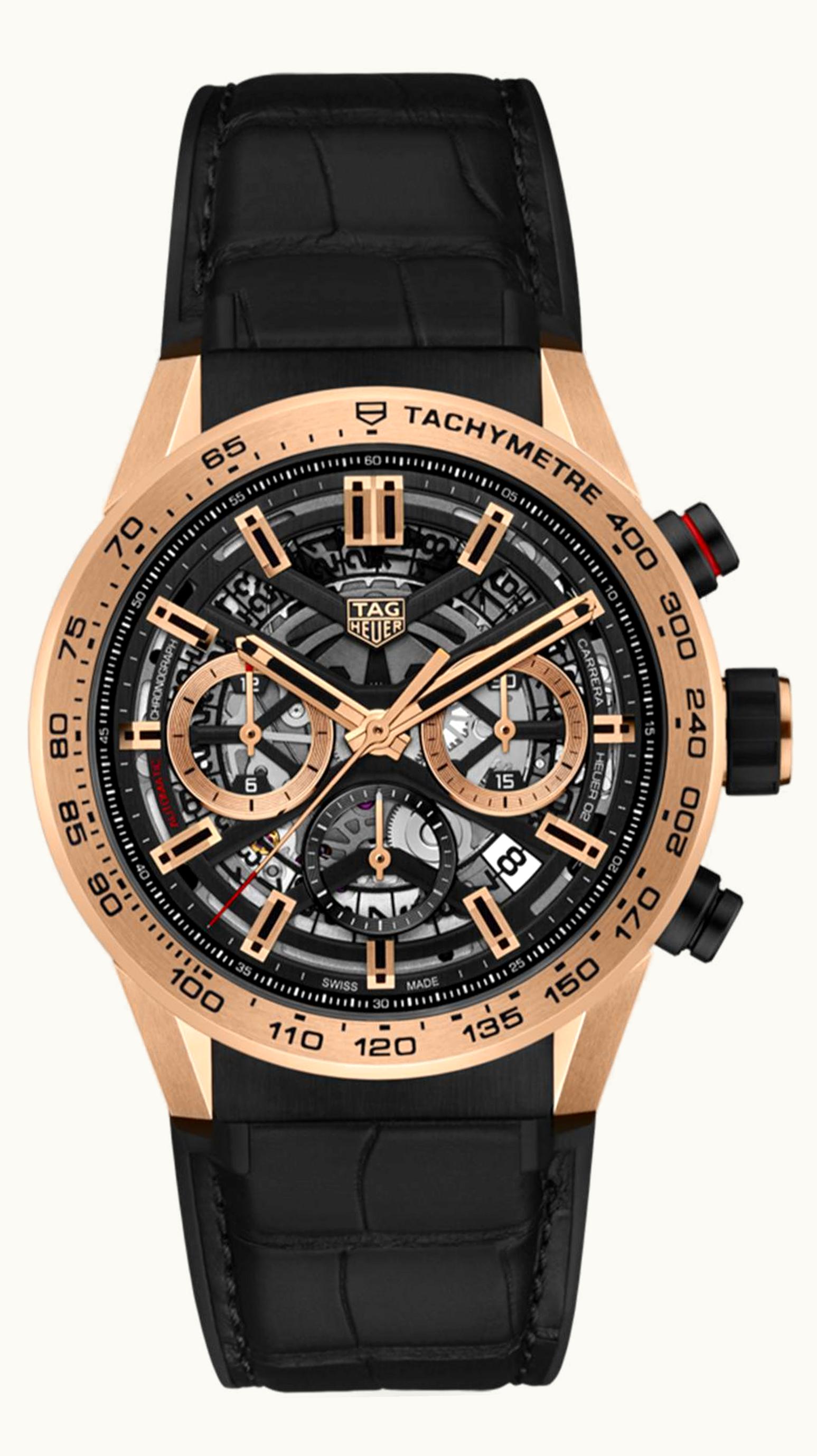 TAG Heuer Carrera Calibre Heuer 02 43 Rose Gold / Skeleton / Alligator