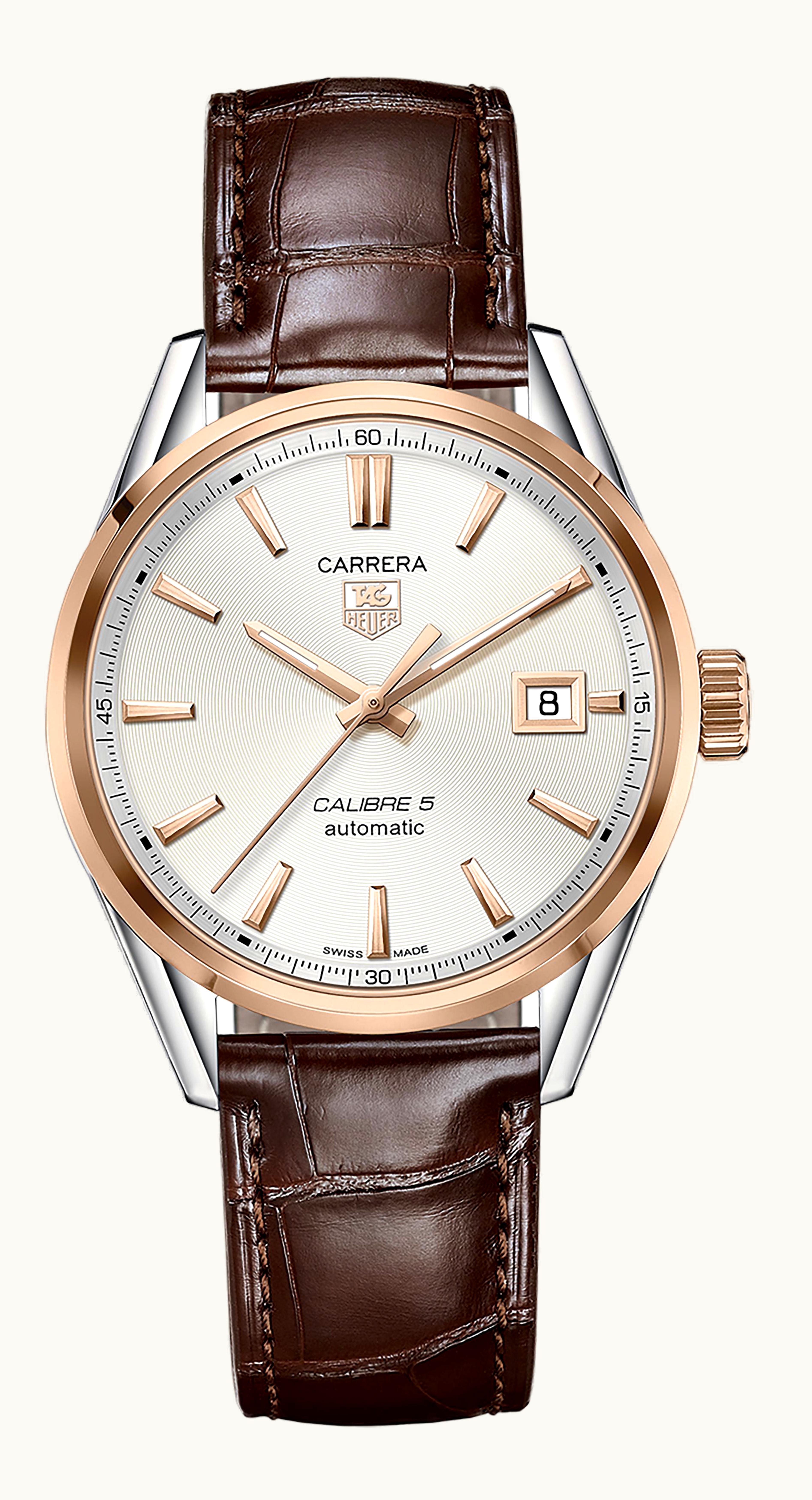 TAG Heuer Carrera Calibre 5 39 Stainless Steel / Rose Gold / Silver / Alligator