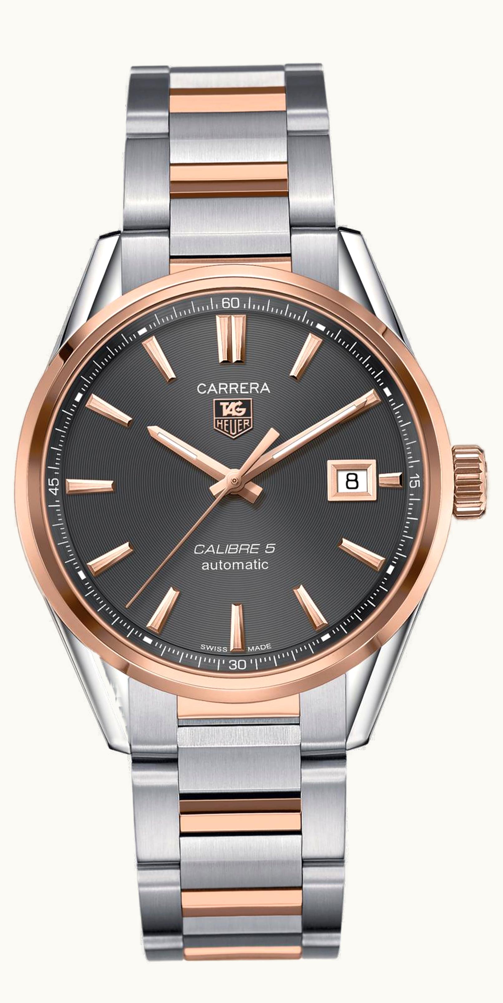 TAG Heuer Carrera Calibre 5 39 Stainless Steel / Rose Gold / Grey / Bracelet