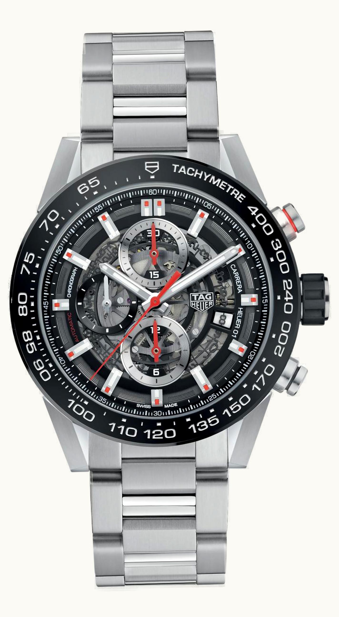 TAG Heuer Carrera Calibre Heuer 01 43 Stainless Steel / Black Ceramic / Skeleton / Bracelet