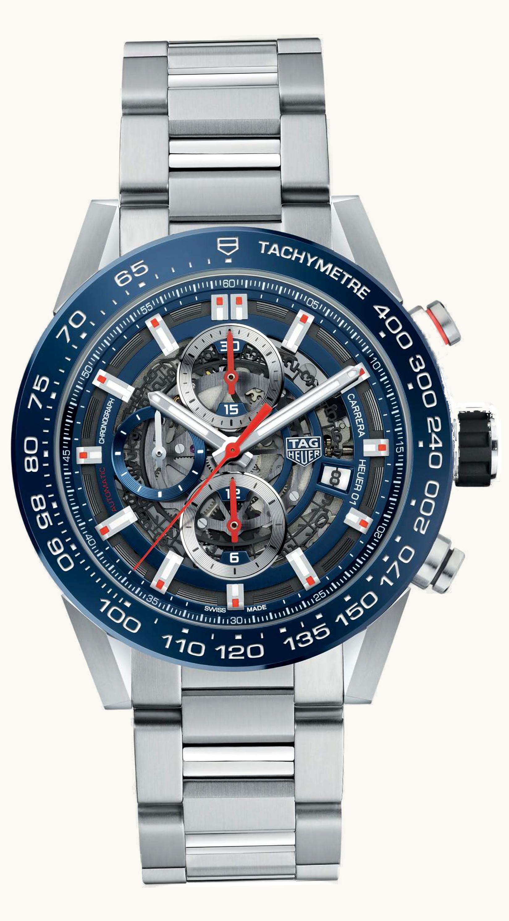 TAG Heuer Carrera Calibre Heuer 01 43 Stainless Steel / Blue Ceramic / Skeleton / Bracelet