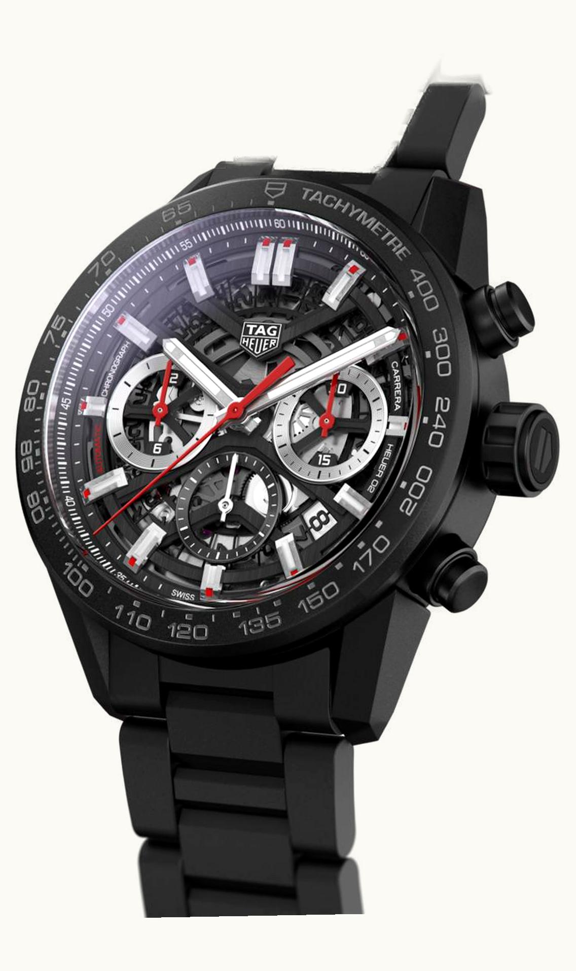 TAG Heuer Carrera Calibre Heuer 02 43 Black Ceramic / Skeleton / Bracelet