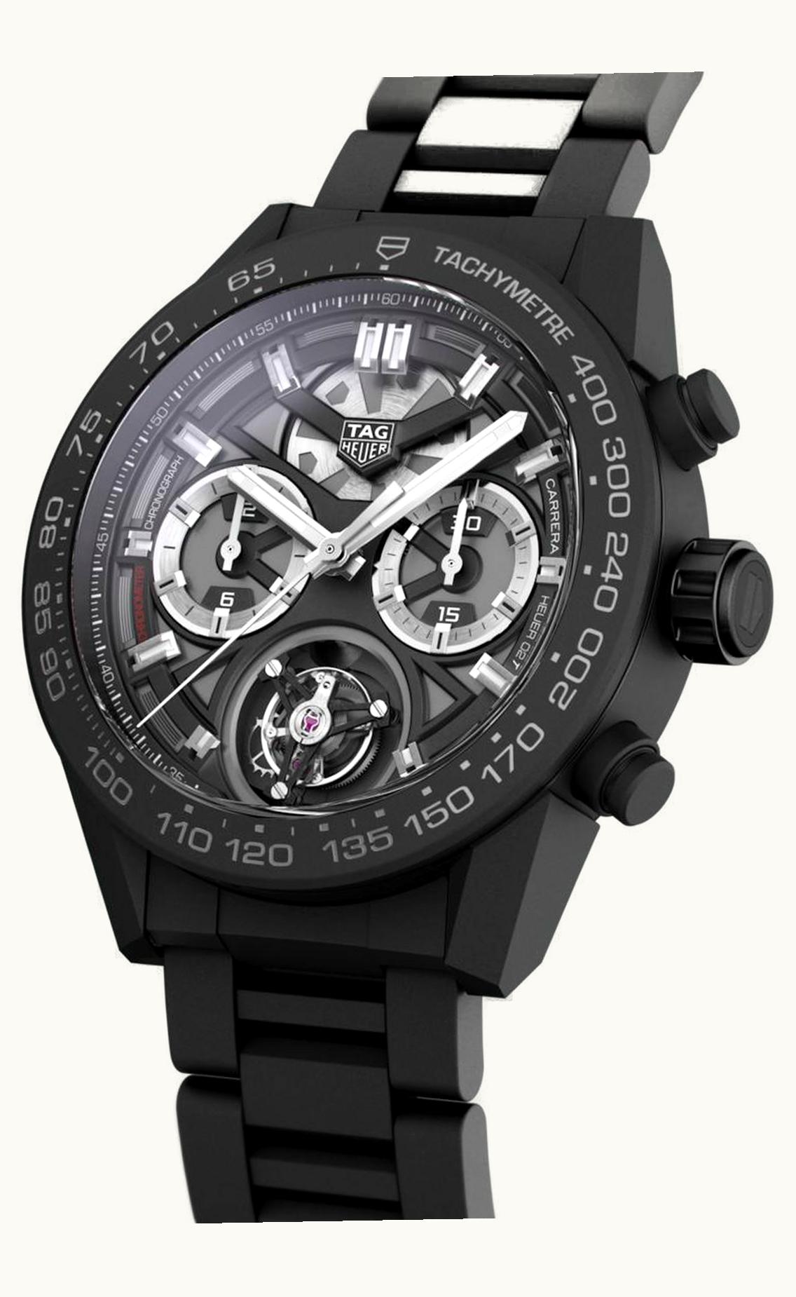 TAG Heuer Carrera Calibre Heuer 02T 45 Chronograph Tourbillon Ceramic / Bracelet
