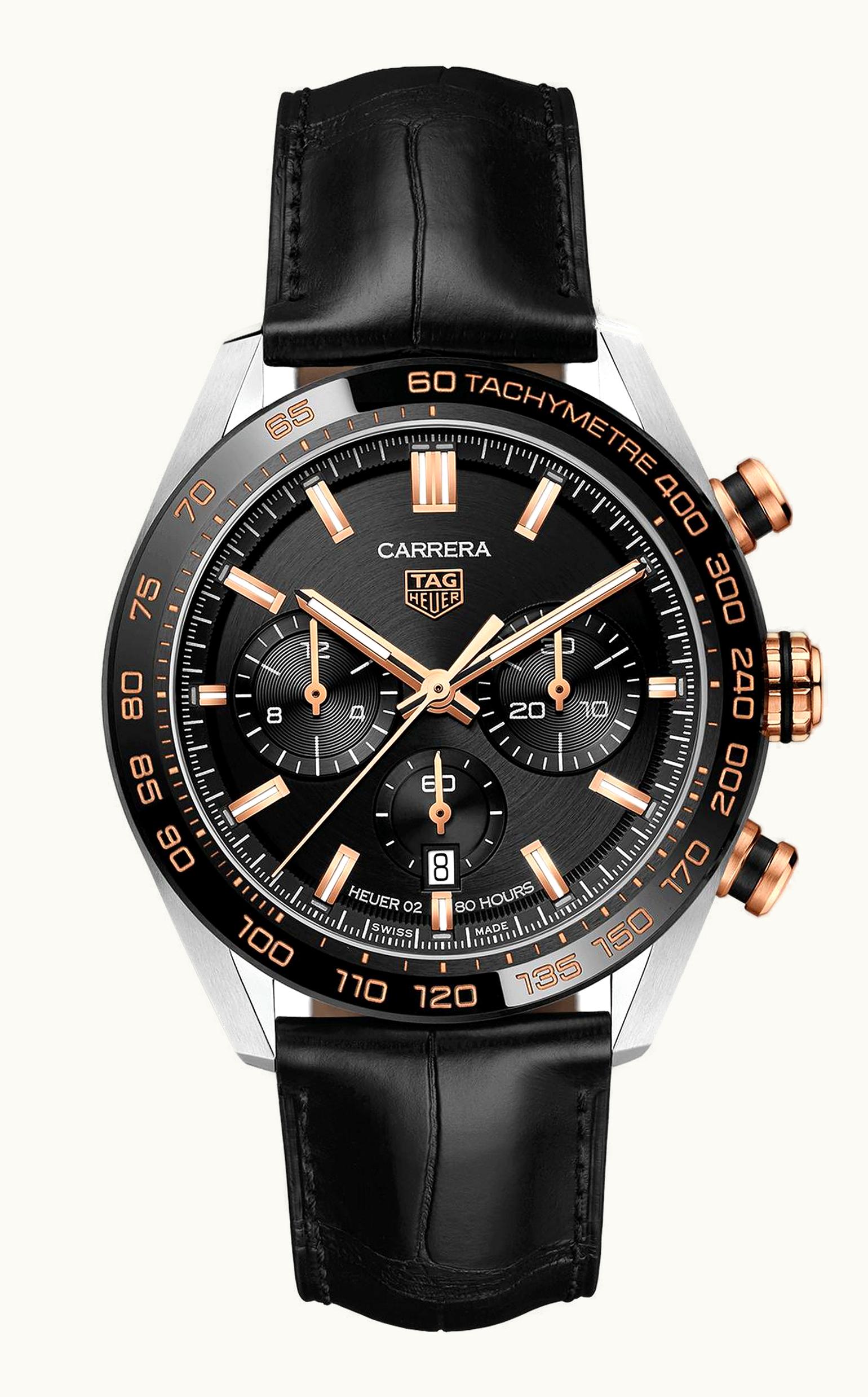 TAG Heuer Carrera Calibre Heuer 02 44 Stainless Steel / Rose Gold / Black