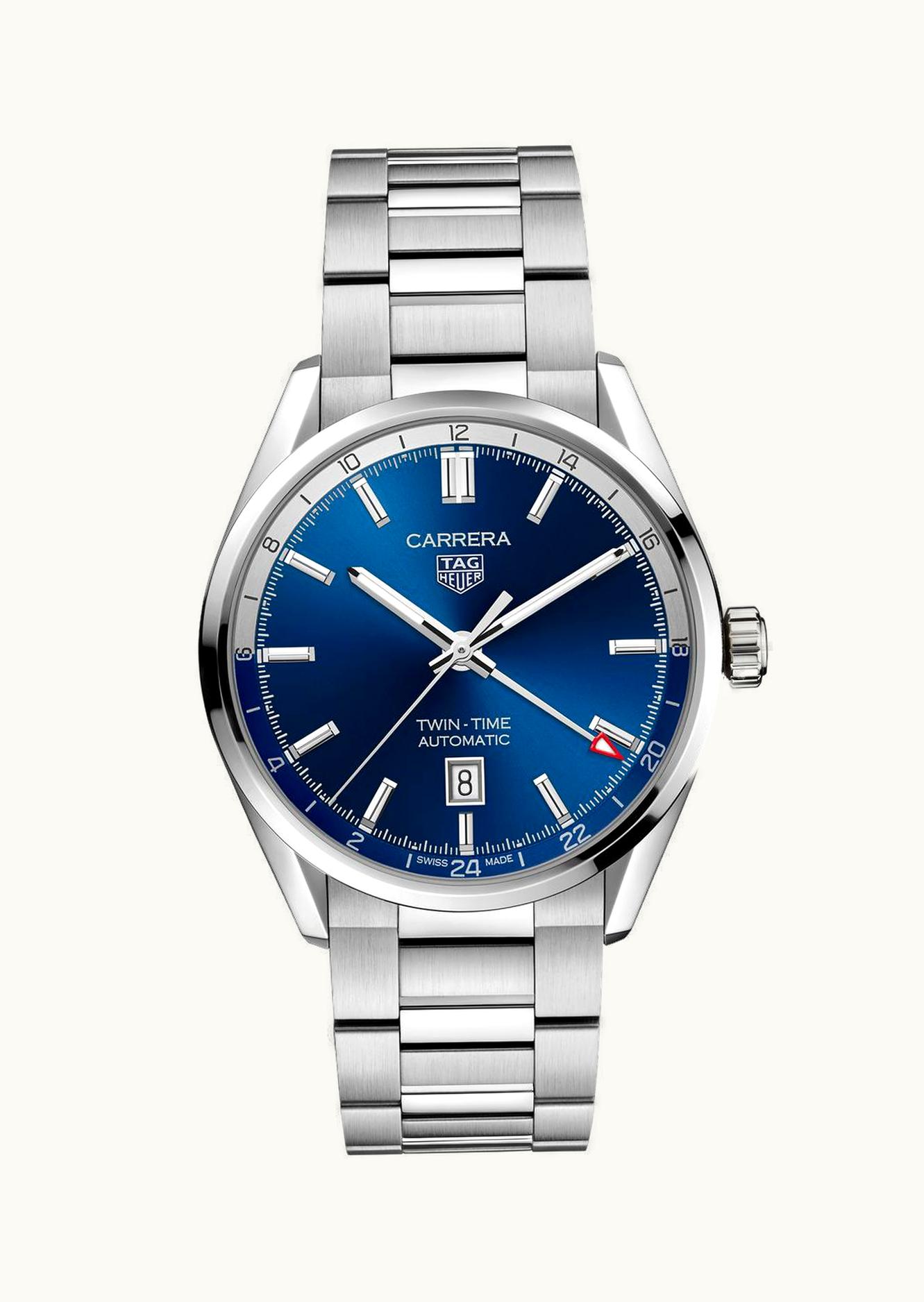 TAG Heuer Calibre 7 Twin Time Stainless Steel / Blue / Bracelet