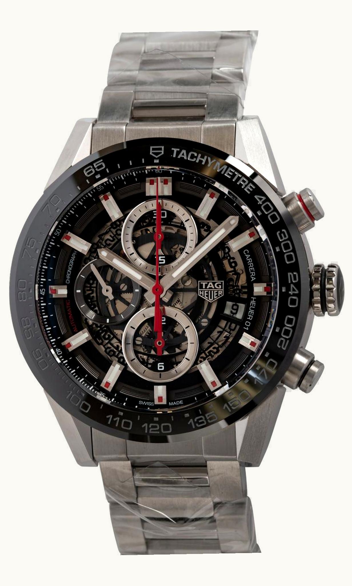TAG Heuer Carrera Calibre Heuer 01 43 Stainless Steel / Black Ceramic / Skeleton / Bracelet