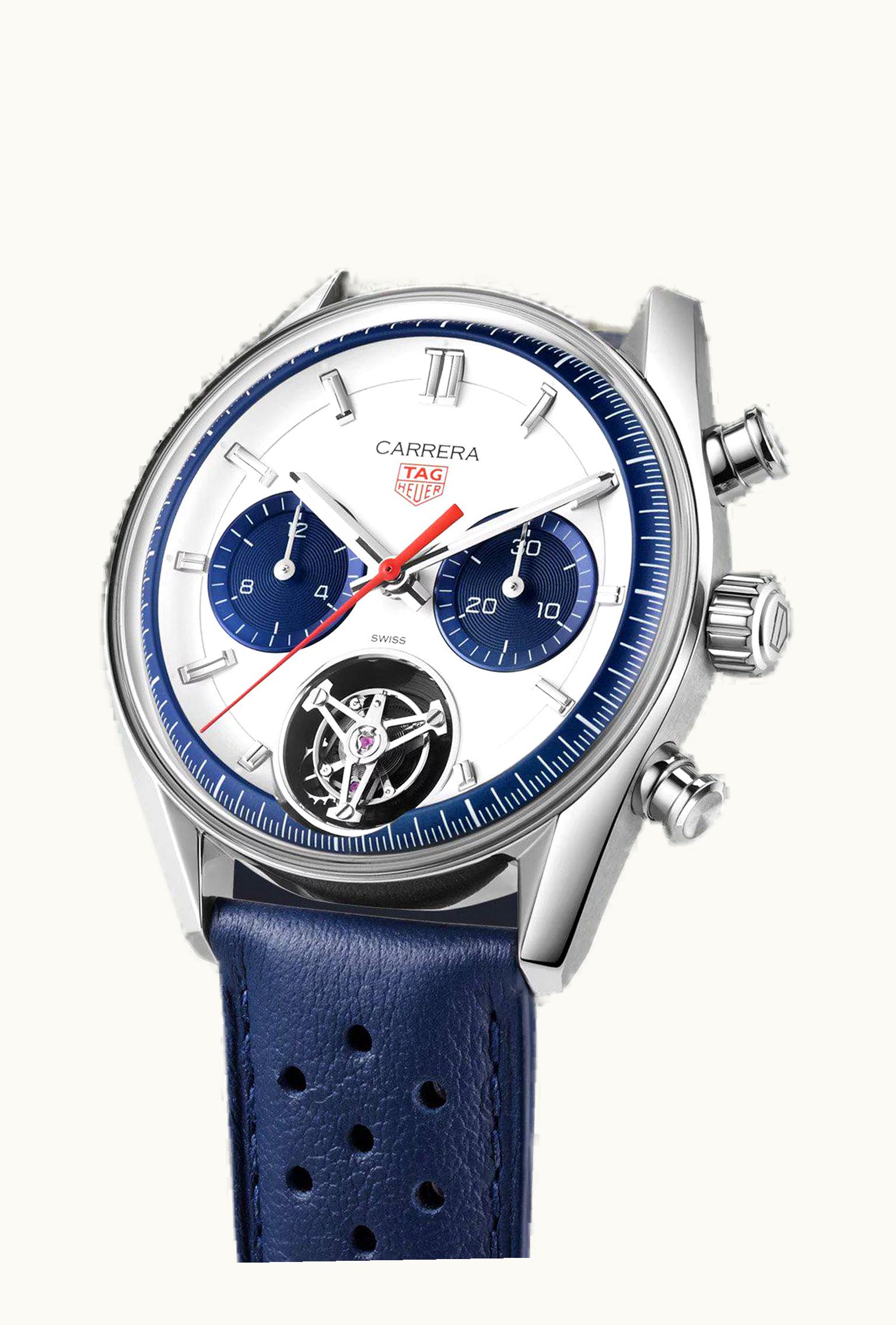 TAG Heuer Carrera Chronograph Tourbillon Glass Box Stainless Steel / White