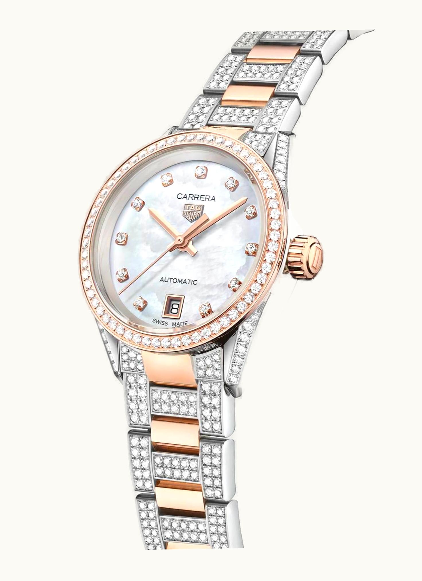 TAG Heuer Carrera Automatic 29 Stainless Steel - Rose Gold - Diamond / MOP / Bracelet