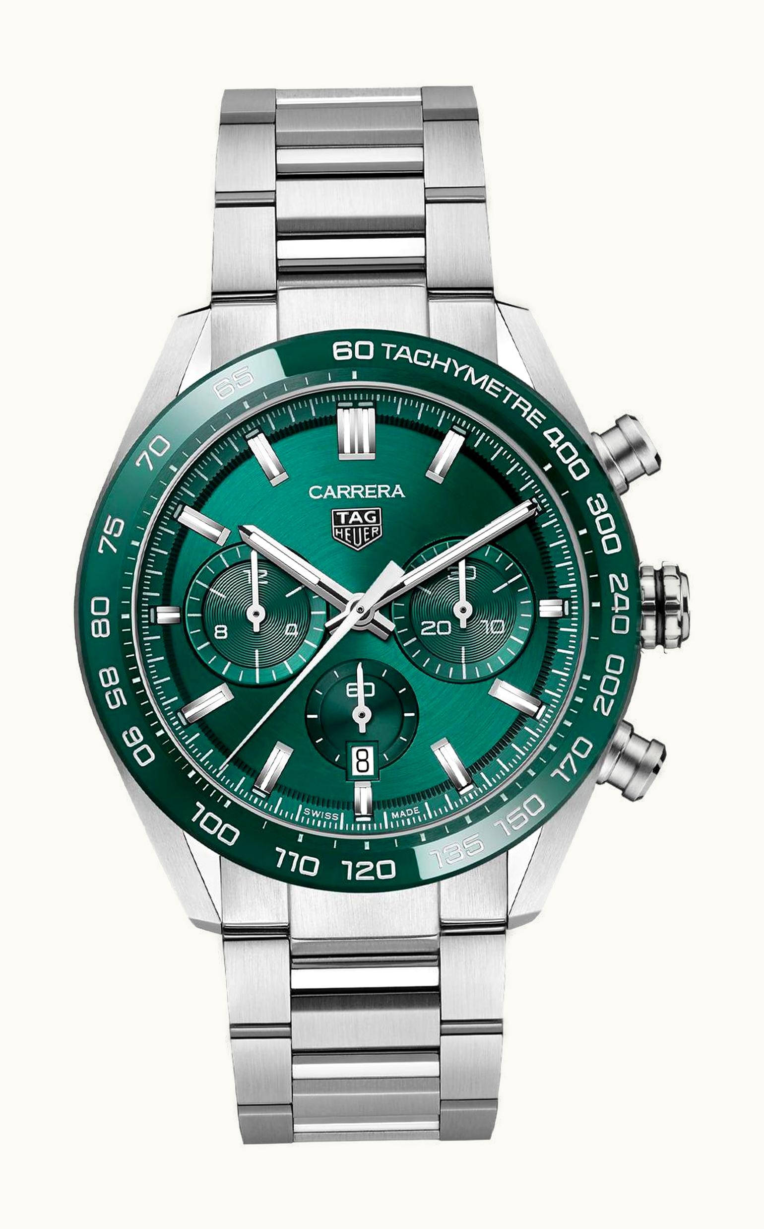 TAG Heuer Carrera Calibre Heuer 02 44 Stainless Steel / Green / Bracelet