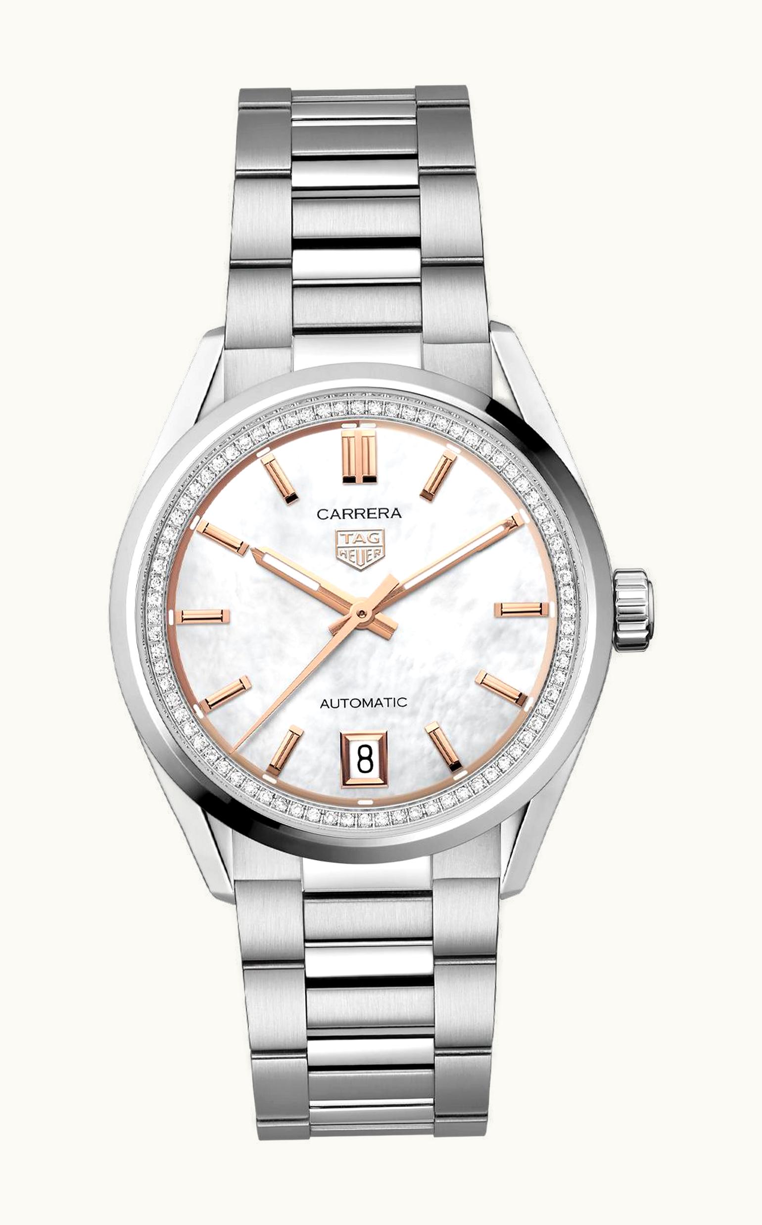 TAG Heuer Carrera Date 36 Stainless Steel / MOP - Diamond