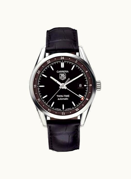 TAG Heuer Carrera Calibre 7 Twin Time Stainless Steel / Black / Strap
