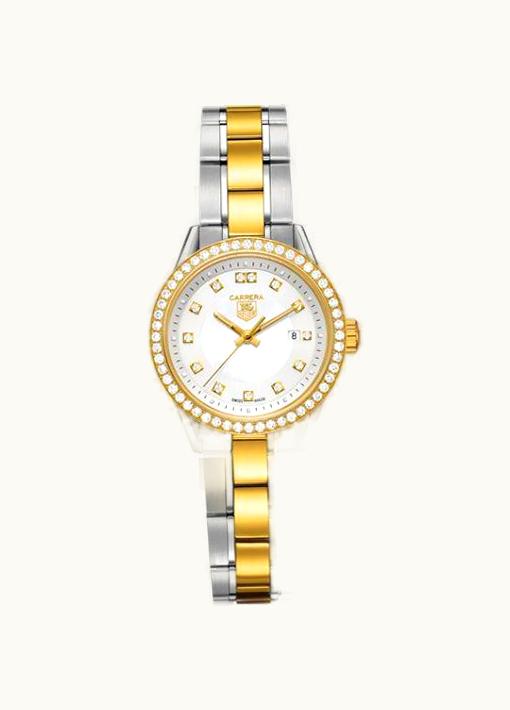 TAG Heuer Carrera Quartz 27 Stainless Steel / Yellow Gold / Diamond / MOP - Diamond / Bracelet