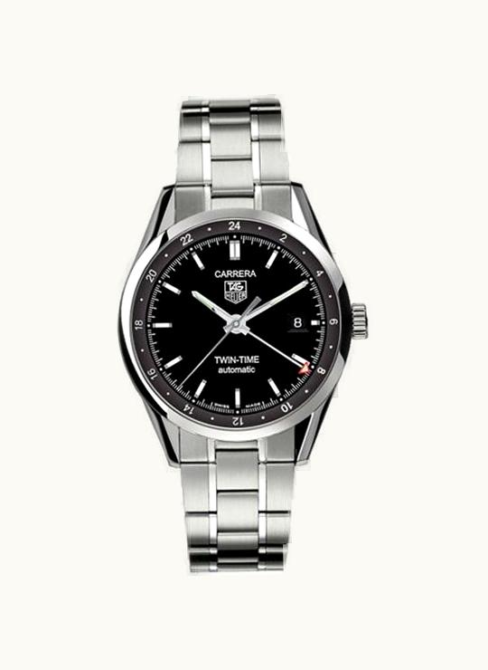 TAG Heuer Carrera Calibre 7 Twin Time Stainless Steel / Black / Bracelet