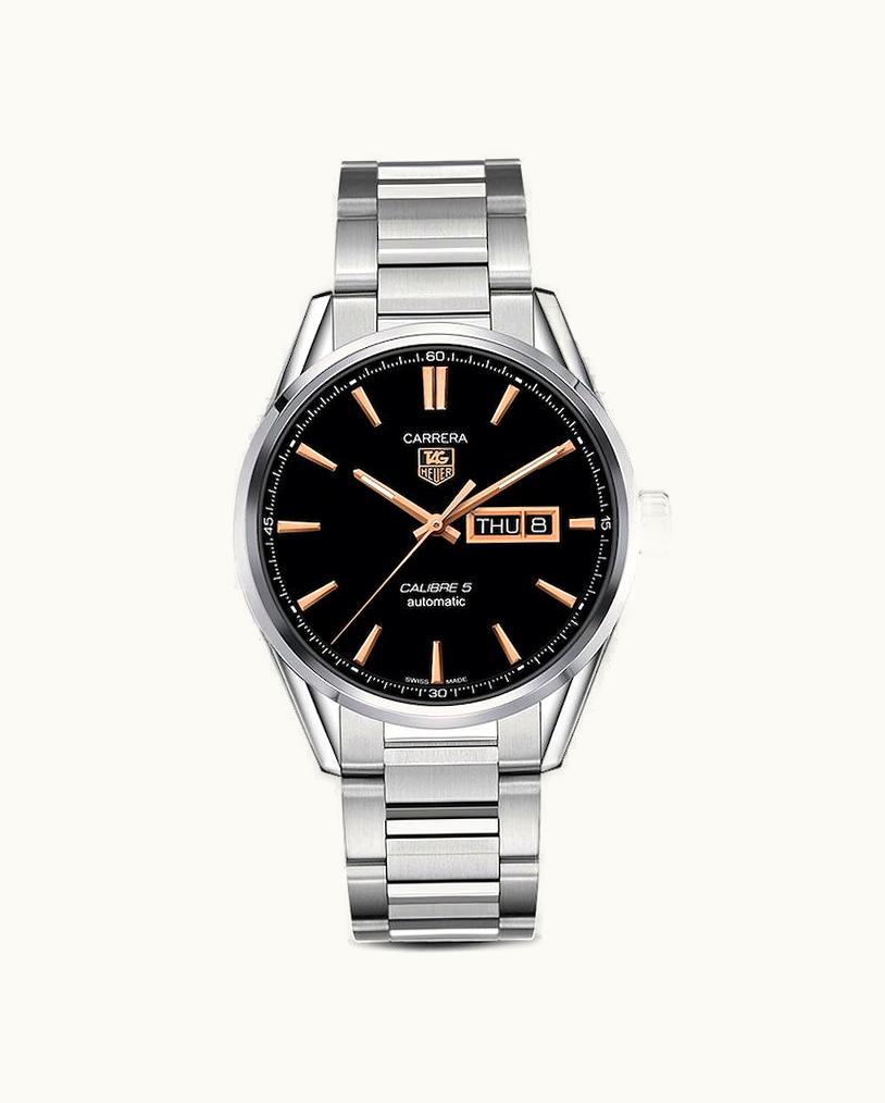 TAG Heuer Carrera Calibre 5 Day Date Stainless Steel / Black / Bracelet