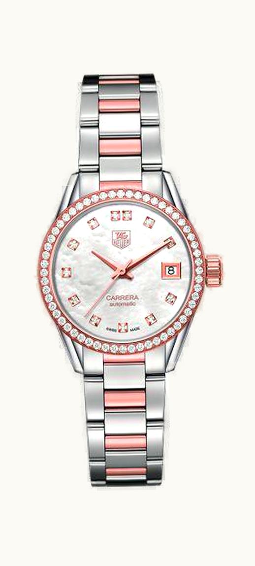 TAG Heuer Carrera Calibre 9 28 Stainless Steel / Rose Gold / Diamond / MOP - Diamond / Bracelet