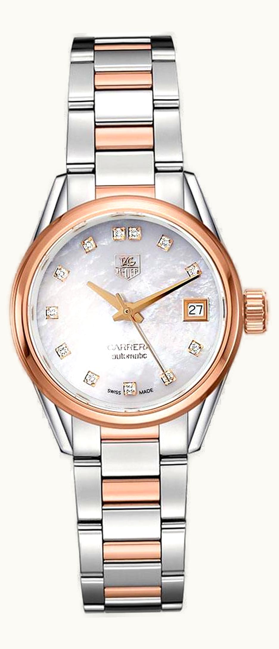 TAG Heuer Carrera Calibre 9 28 Stainless Steel / Rose Gold / MOP - Diamond / Bracelet