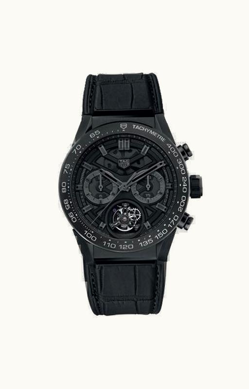 TAG Heuer Carrera Calibre Heuer 02T 45 Chronograph Tourbillon Titanium / Ceramic / Alligator / Black Phantom