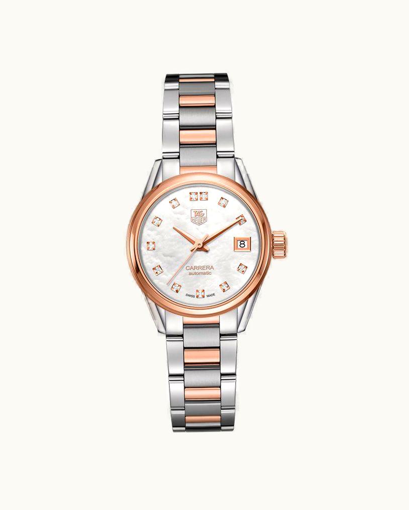 TAG Heuer Carrera Calibre 9 28 Stainless Steel / Rose Gold / MOP - Diamond / Bracelet