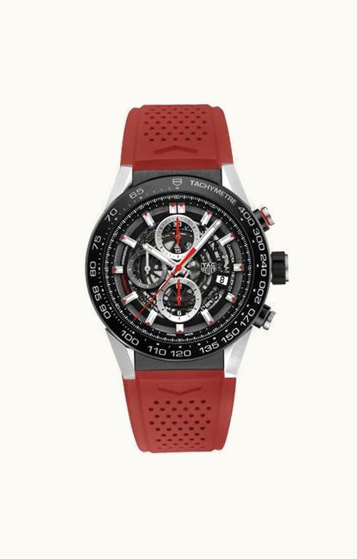 TAG Heuer Carrera Calibre Heuer 01 45 Stainless Steel / Skeleton / Rubber / Red Touch