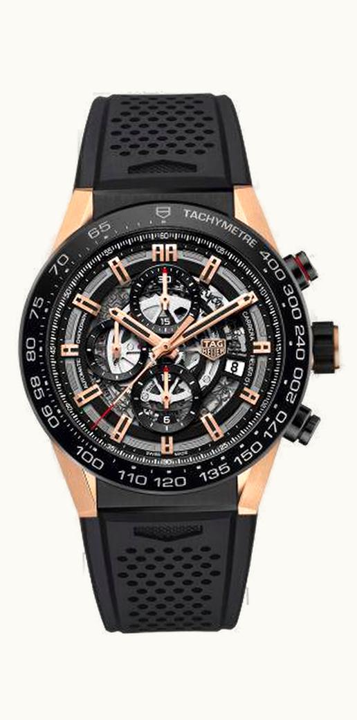 TAG Heuer Carrera Calibre Heuer 01 45 Rose Gold / Ceramic / Skeleton / Rubber