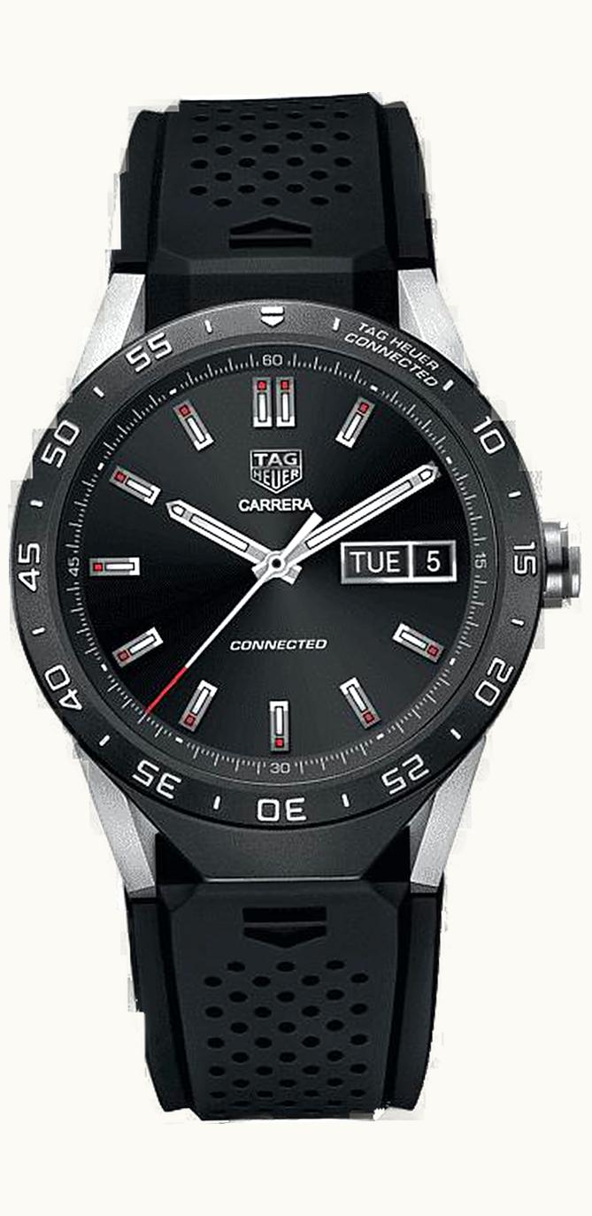 TAG Heuer Carrera Connected Modular 45 Titanium / Diamond Lugs / Diamond / Black Calf