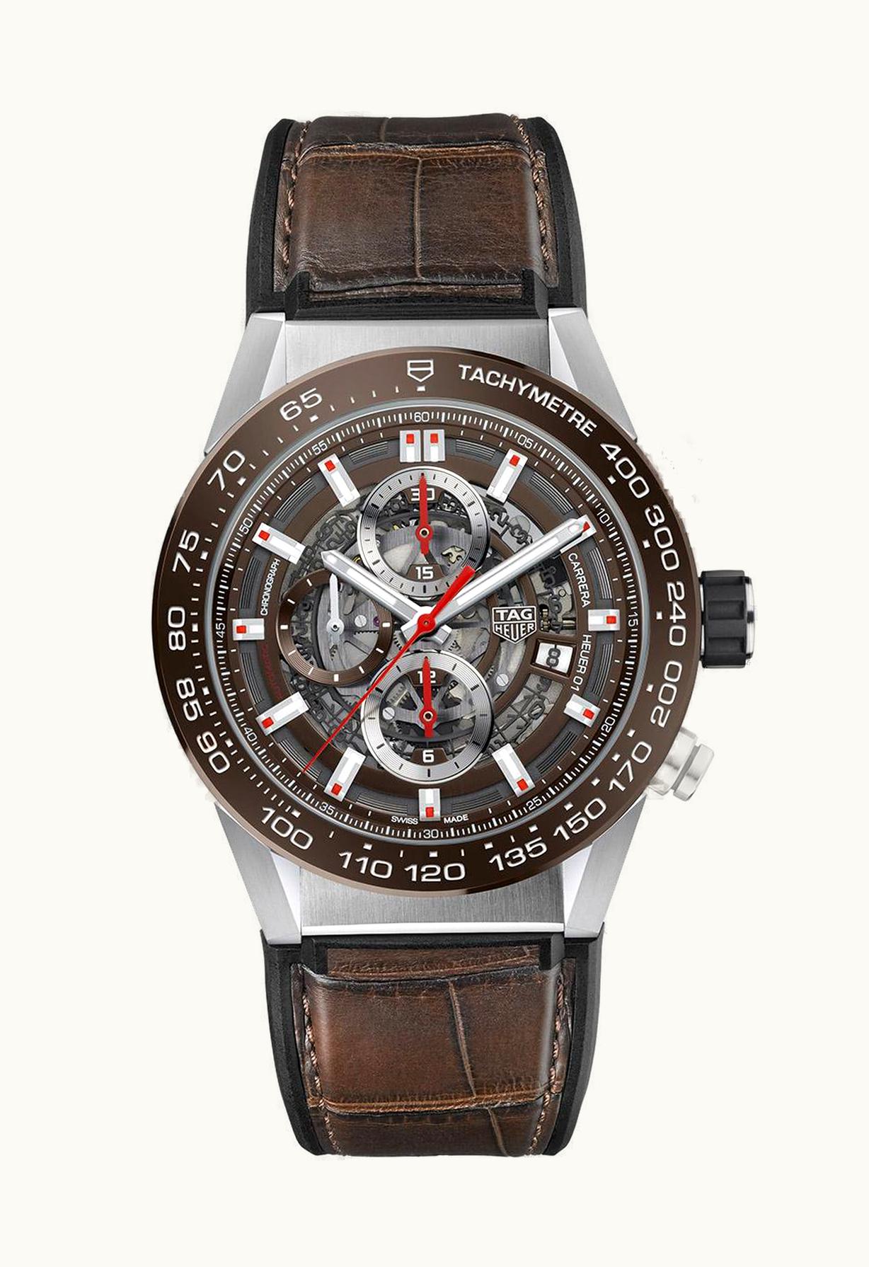 TAG Heuer Carrera Calibre Heuer 01 43 Stainless Steel / Brown Ceramic / Alligator