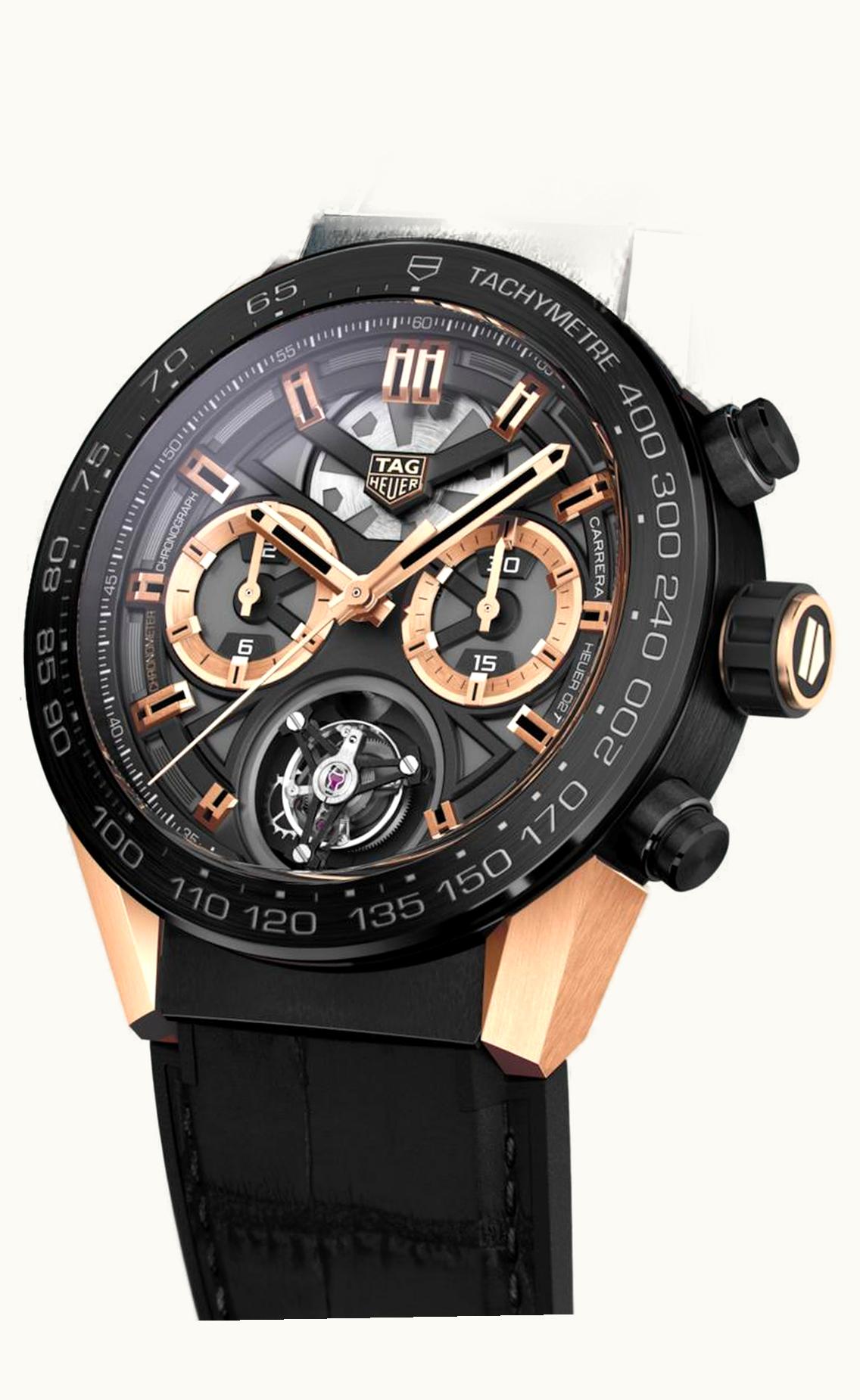 TAG Heuer Carrera Calibre Heuer 02T 45 Chronograph Tourbillon Titanium / Rose Gold / Alligator