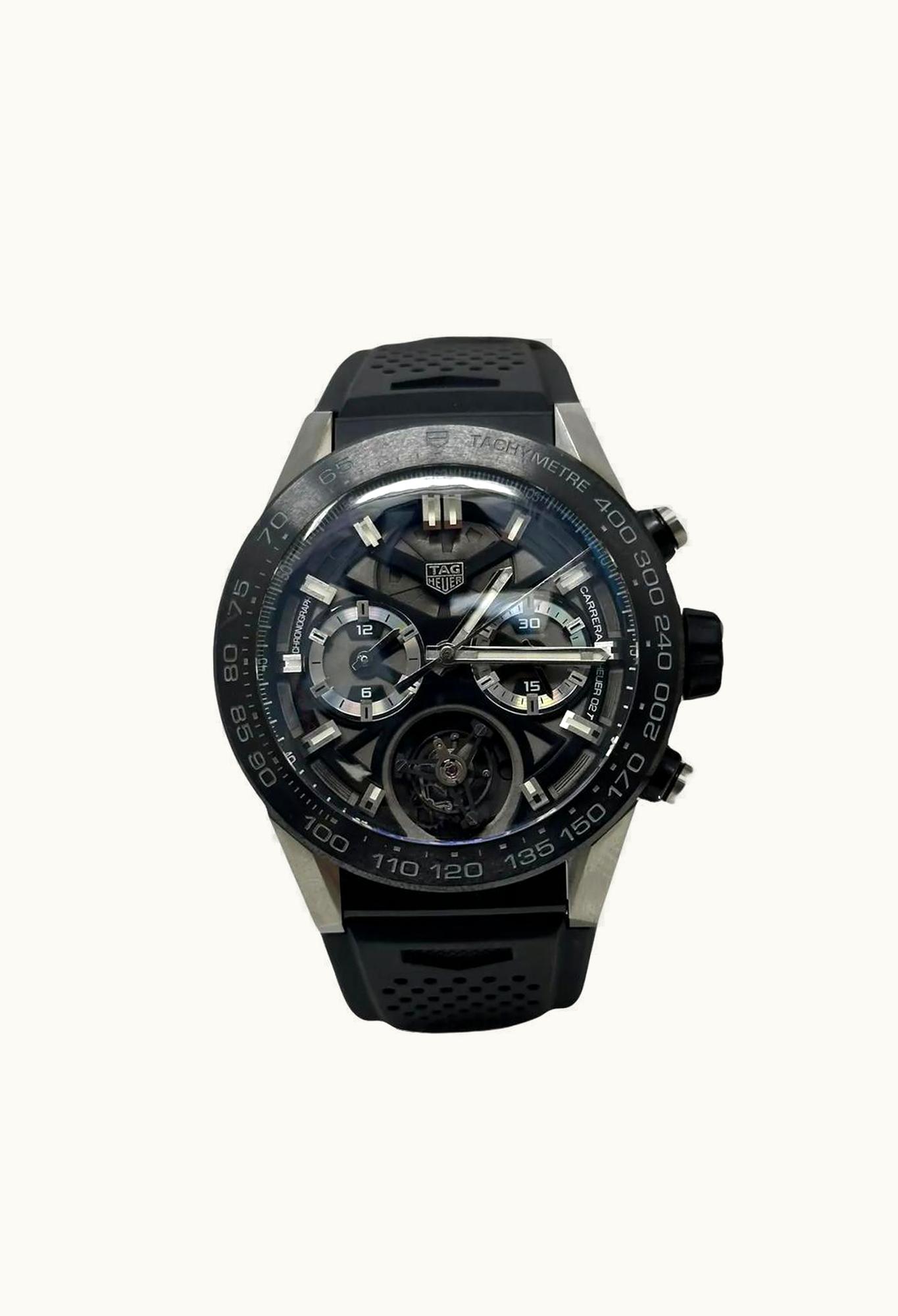 TAG Heuer Carrera Calibre Heuer 02T 45 Chronograph Tourbillon Titanium / Stainless Steel / Diamond / Calf