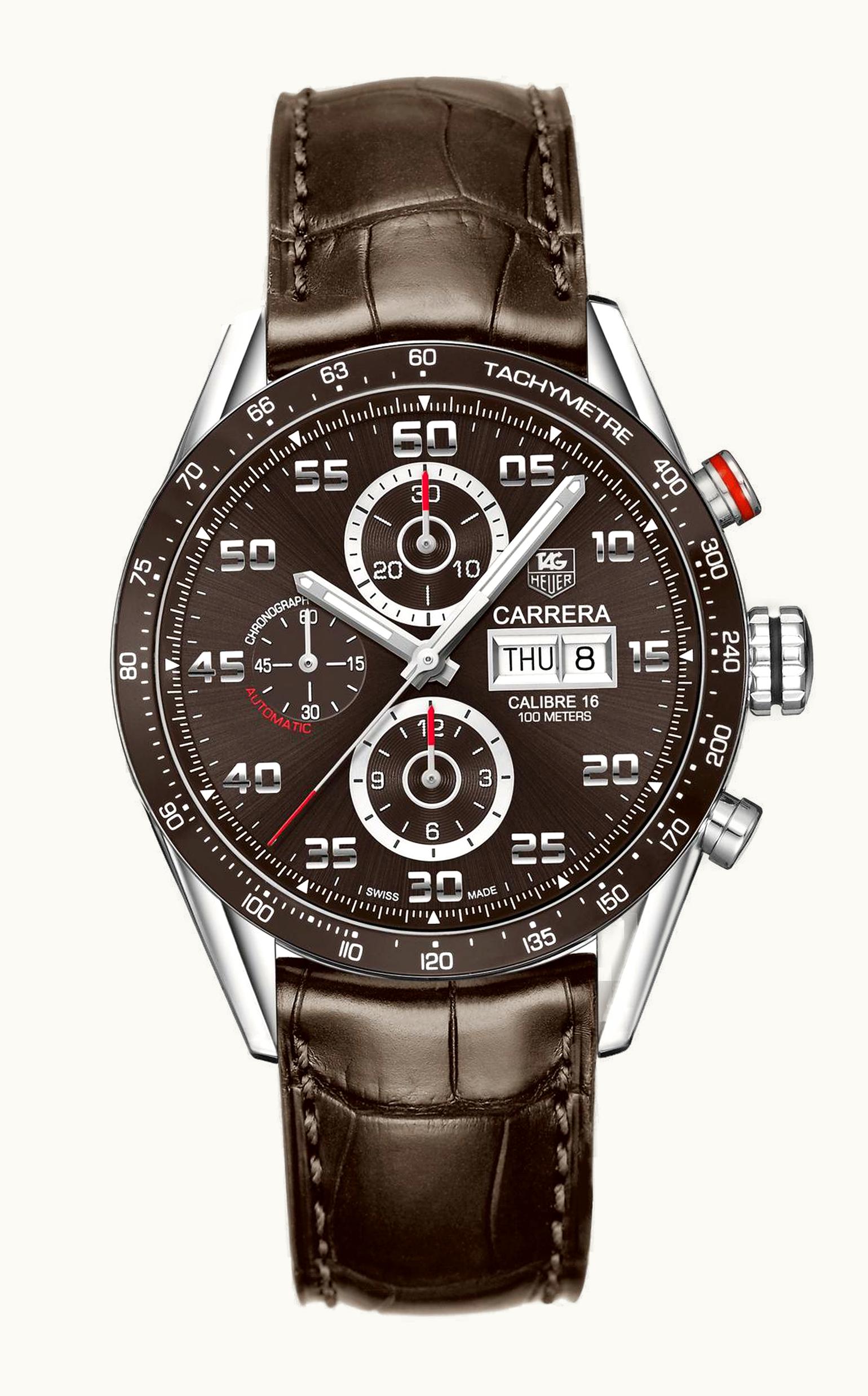 TAG Heuer Carrera Calibre 16 Day Date 43 Stainless Steel / Brown / Alligator