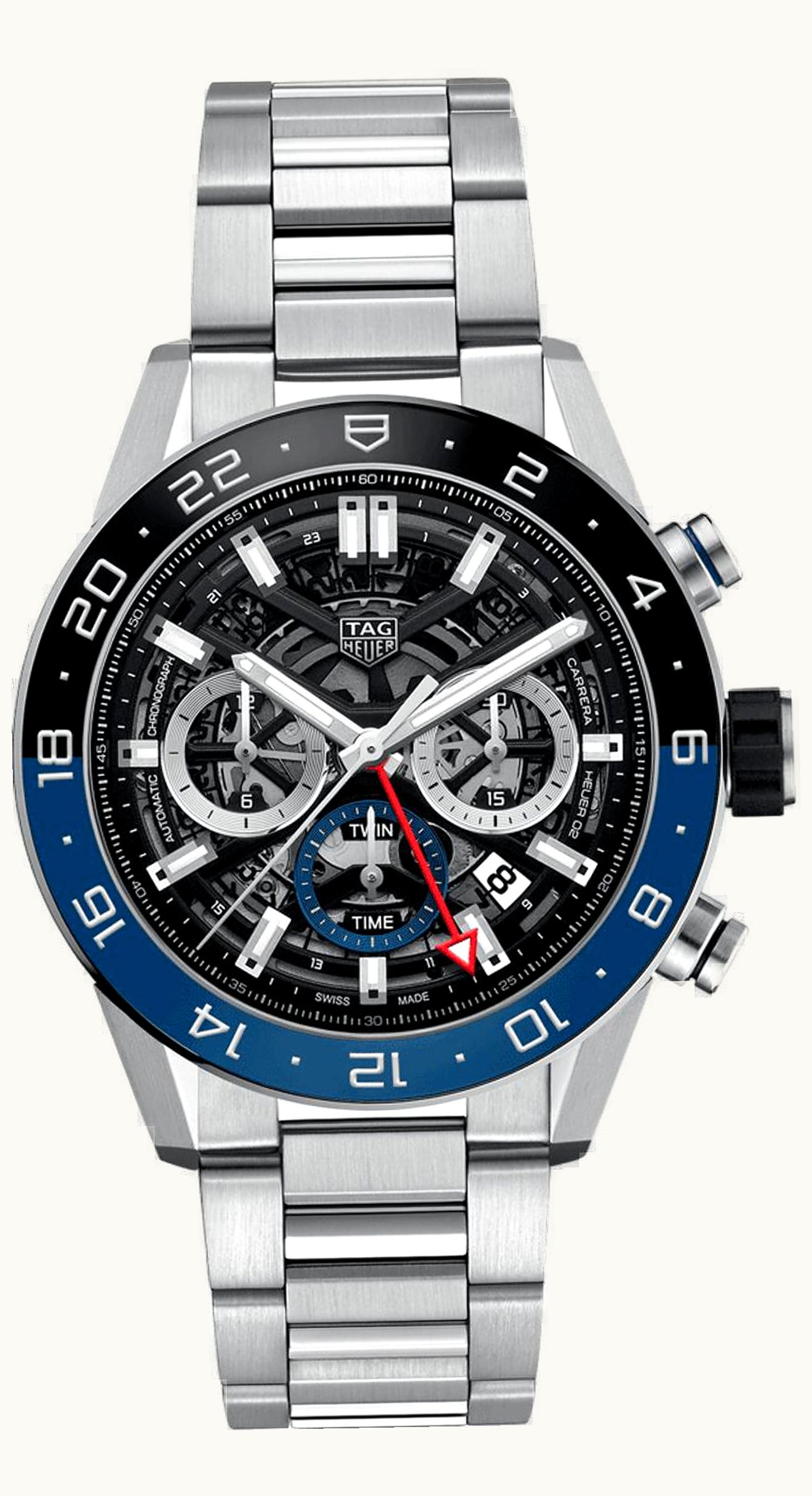TAG Heuer Carrera Calibre Heuer 02 GMT Stainless Steel / Skeleton / Bracelet
