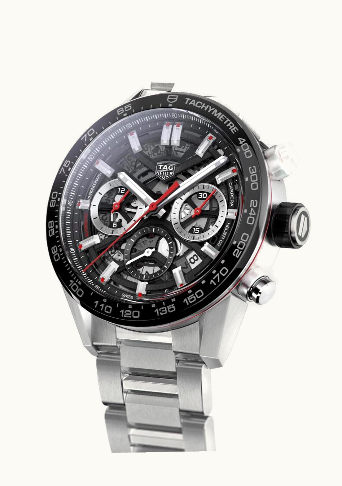 TAG Heuer Carrera Calibre Heuer 02 43 Stainless Steel / Black Ceramic / Skeleton / Bracelet