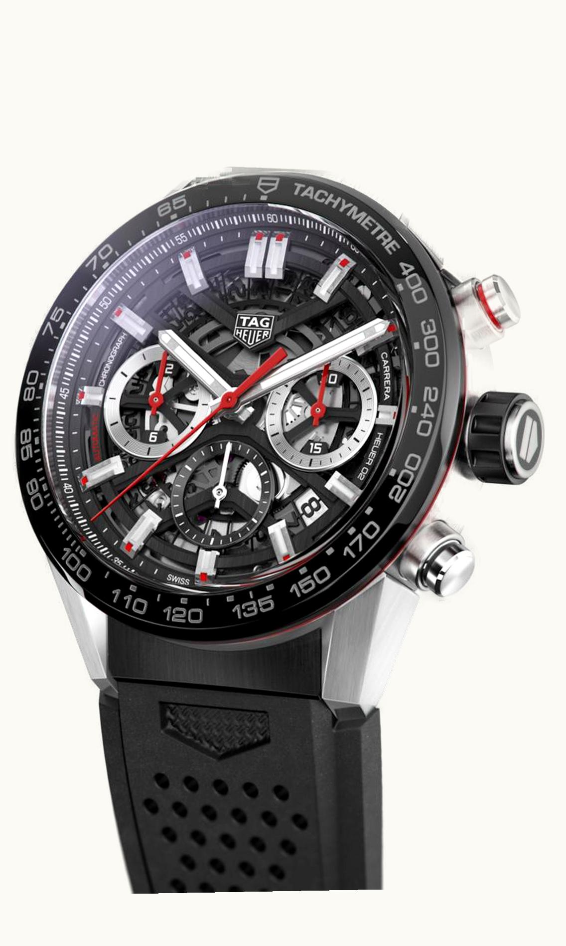 TAG Heuer Carrera Calibre Heuer 02 43 Stainless Steel / Black Ceramic / Skeleton / Rubber
