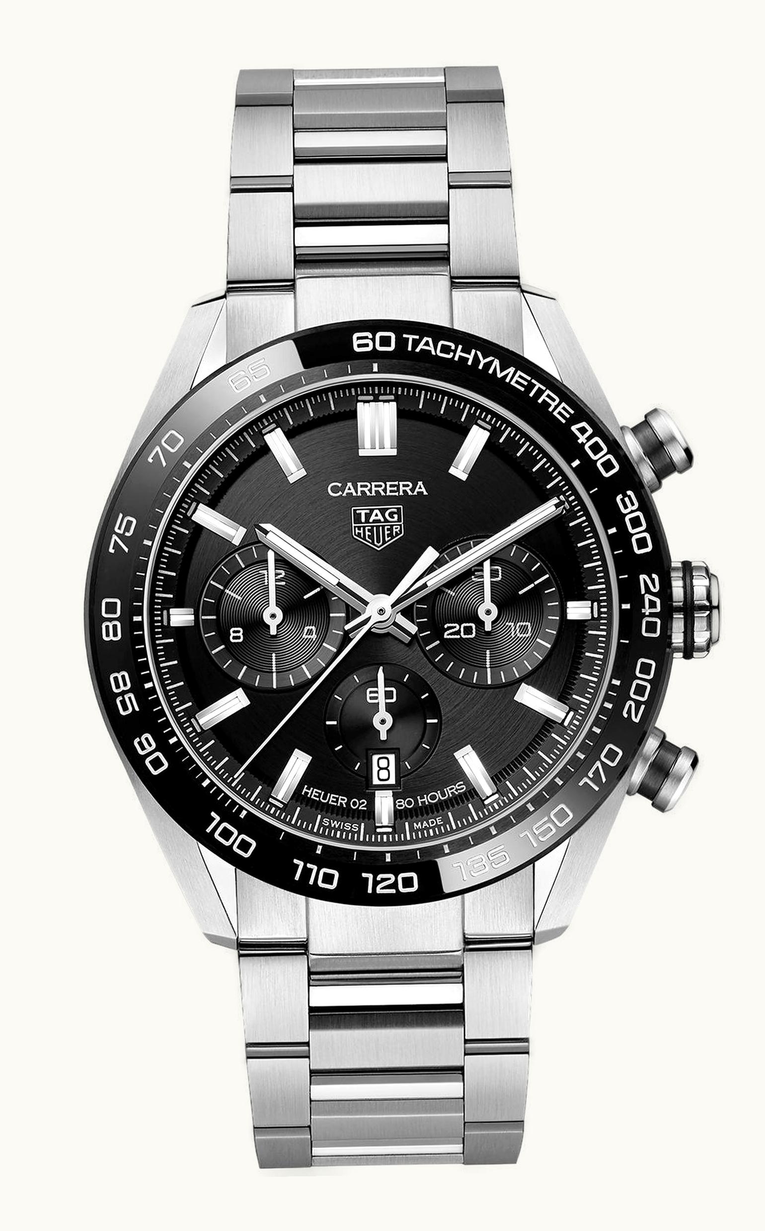 TAG Heuer Carrera Calibre Heuer 02 44 Stainless Steel / Black / Bracelet