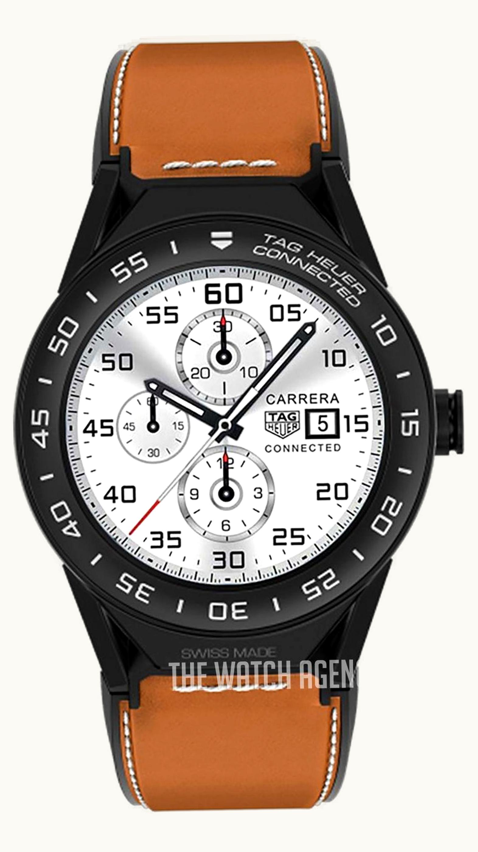 TAG Heuer Carrera Connected Modular 45 Black Titanium / Ceramic / Brown Leather