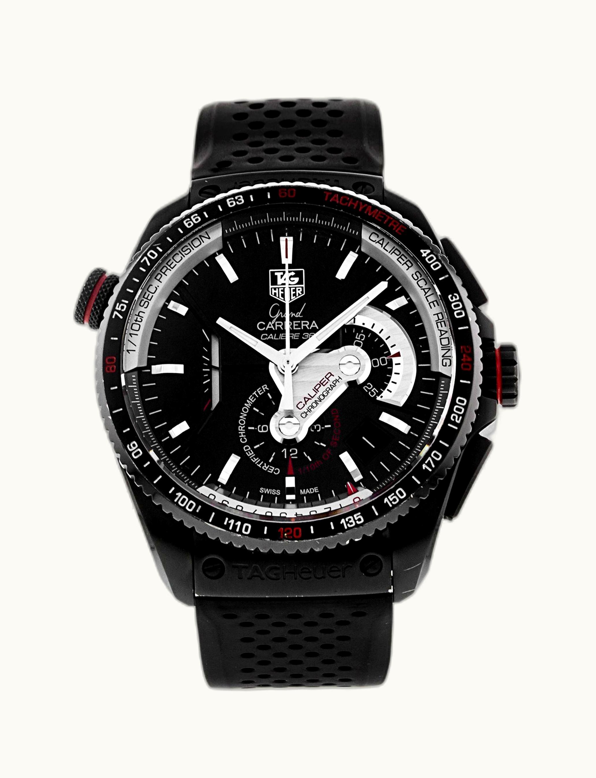 TAG Heuer Grand Carrera Calibre 36RS Caliper Chronograph PVD / Black / Alligator