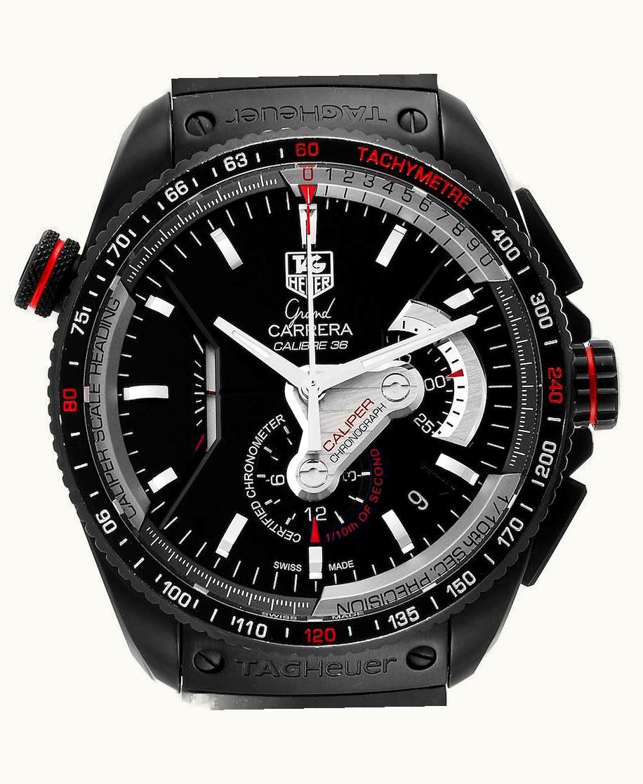 TAG Heuer Grand Carrera Calibre 36RS Caliper Chronograph Titanium PVD / Black / Alligator
